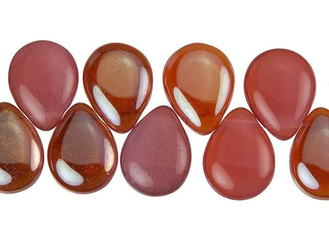 Czech Glass 16mm Milky Pink Celsian Pear-Shaped Drop Bead Strand by Starman