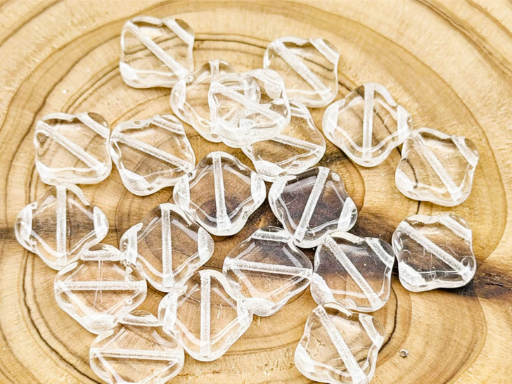 Czech Glass Quatrefoil 3-Hole 8mm Tile -  Crystal