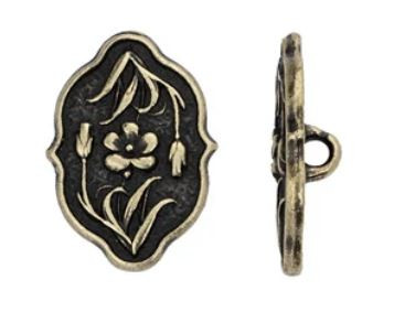 TierraCast Antique Bronze Floral Button 18.5x12.9mm