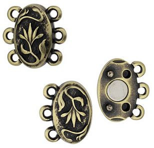 TierraCast Antique Bronze Floral Magnetic Clasp 14.5x14.6mm