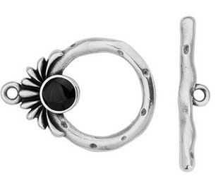Antique Silver Toggle Clasp with Black Accent 27.4x27.1mm