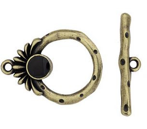 Antique Bronze Toggle Clasp with Black Accent 27.4x27.1mm