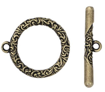 TierraCast Antique Bronze Scroll Toggle Clasp Set 27.8x26.2mm