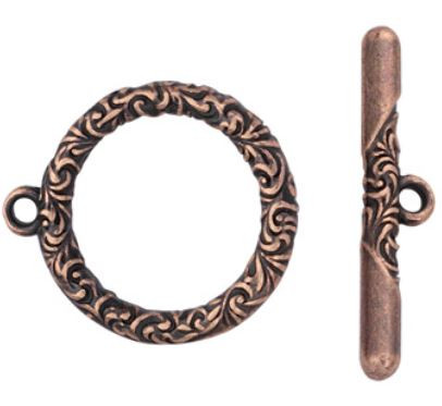 TierraCast Antique Copper Scroll Toggle Clasp Set 27.8x26.2mm
