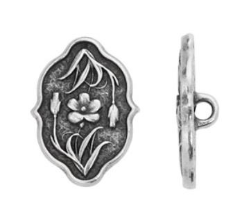 TierraCast Antique Silver Floral Button 18.5x12.9mm