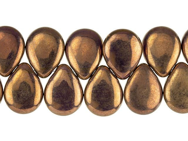 Czech Glass 16mm Tanzanite Patina Pear-Shaped Drop Bead Strand by Starman