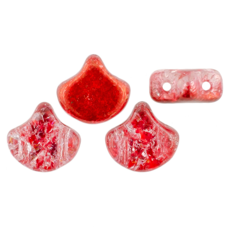 Matubo 2-Hole Slushy Strawberry Ginkgo Leaf Bead 2.5-Inch Tube