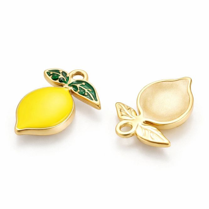 Light Gold Enamel Lemon Charm
