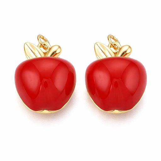 Light Gold Enamel Apple Charm
