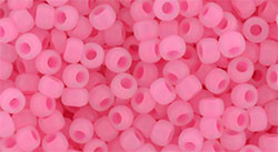 TOHO Bead Round 8/0 Ceylon Frosted Hot Pink, 2.5-Inch Tube