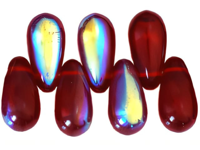 Czech Tear Drops 10 x 5mm : Siam Ruby AB (50pcs) by Starman