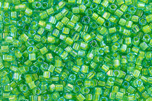 TOHO Bead Cube 1.5mm Opaque Yellow-Lined Aqua, 2.5-Inch Tube