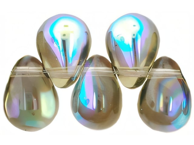 Czech Large Tear Drops 8 x 6mm : Black Diamond AB (50pcs)