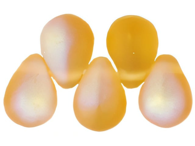 Czech Large Tear Drops 8 x 6mm : Matte - Med Topaz AB (50pcs)