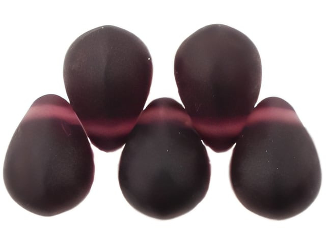 Czech Large Tear Drops 8 x 6mm : Matte - Dk Amethyst (50pcs)