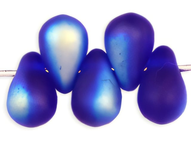 Czech Tear Drops 6 x 4mm : Matte - Cobalt AB (100pc Strand) by Starman