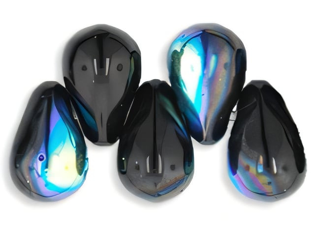 Czech Tear Drops 6 x 4mm : Jet AB (100pc Strand) by Starman