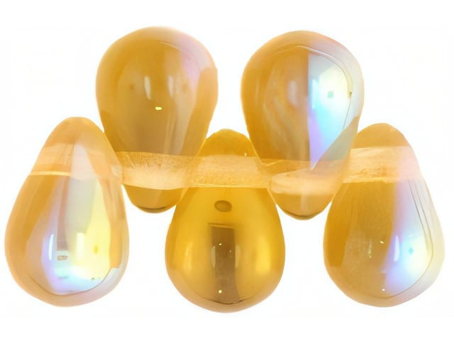 Czech Tear Drops 6 x 4mm : Med Topaz AB (100pc Strand) by Starman