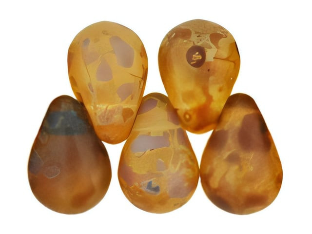Czech Tear Drops 6 x 4mm : Matte - Crystal - Picasso (100pc Strand) by Starman