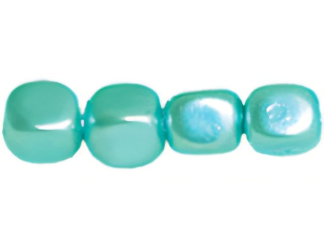 Czech Cubes 4mm Pearl - Aqua (120pc Strand) by Starman
