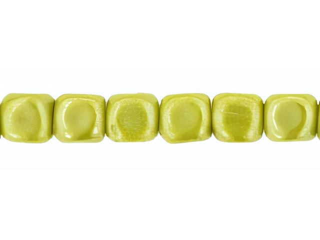 Czech Cubes 4mm Luster - Opaque Olivine (100pc Strand) by Starman