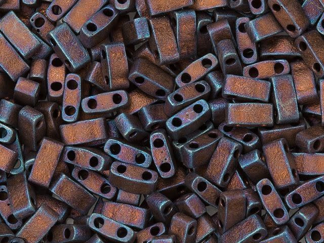 Miyuki 5x2.3mm Metallic Matte Rainbow Copper Half Tila Bead, 2.5-Inch Tube