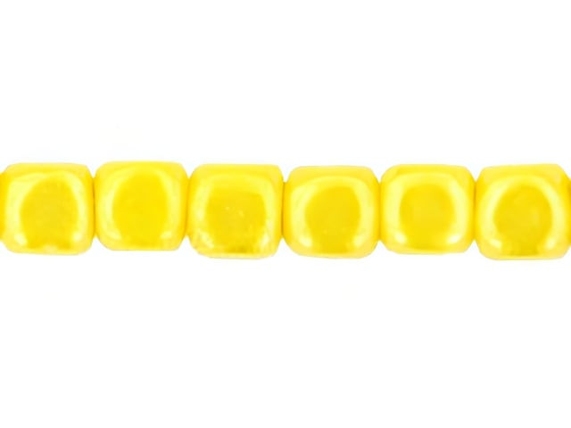 Czech Cubes 4mm Luster - Opaque Yellow (100pc Strand) by Starman