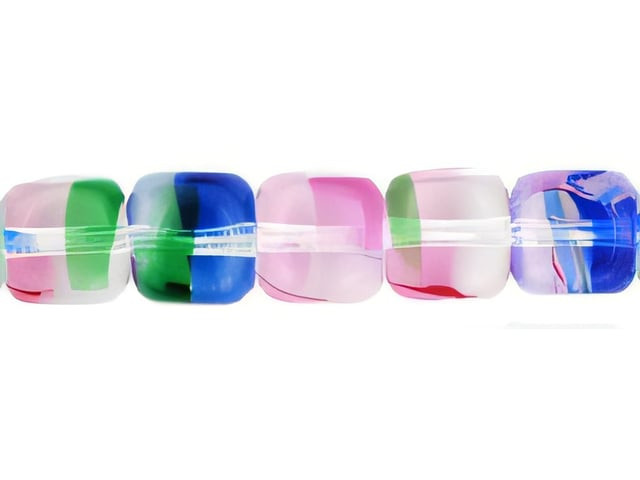 Czech Cubes 7 x 5mm  Crystal/Color (50pc Strand) by Starman