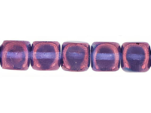 Czech Cubes 7 x 5mm  Luster - Transparent Denim Blue (50pc Strand) by Starman