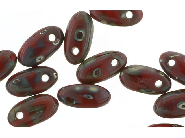 Czech Rizo 6 x 2.5mm: Opaque Red Picasso, 2.5" Tube