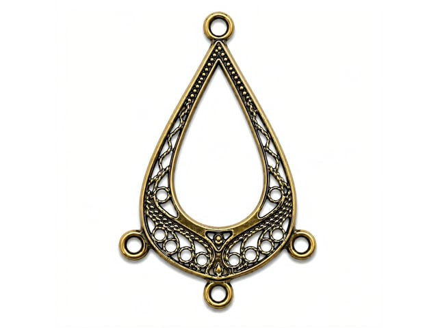 JBB Three Loop Teardrop Pendant 33/21mm: Brass