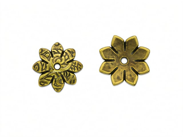 JBB Eight Petal Flower End Cap 10/4mm: Antique Brass