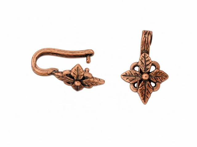 JBB Poinsettia Pinch Bail 17/10mm: Antique Copper