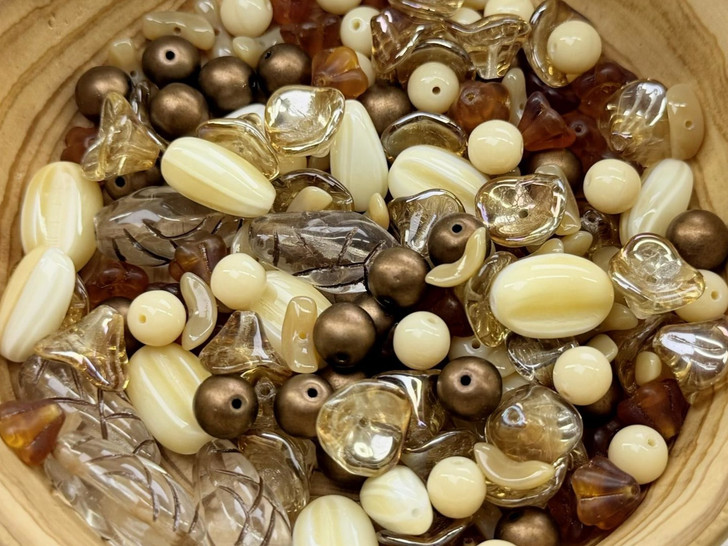 Limited Edition Czech Glass Honey Cream Bead Soup - 100 grams