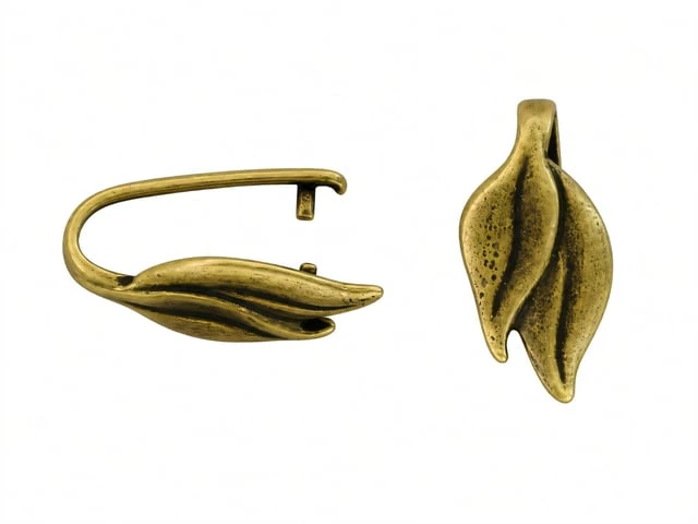 JBB Leaf Double Pinch Bail 17/9mm : Antique Brass