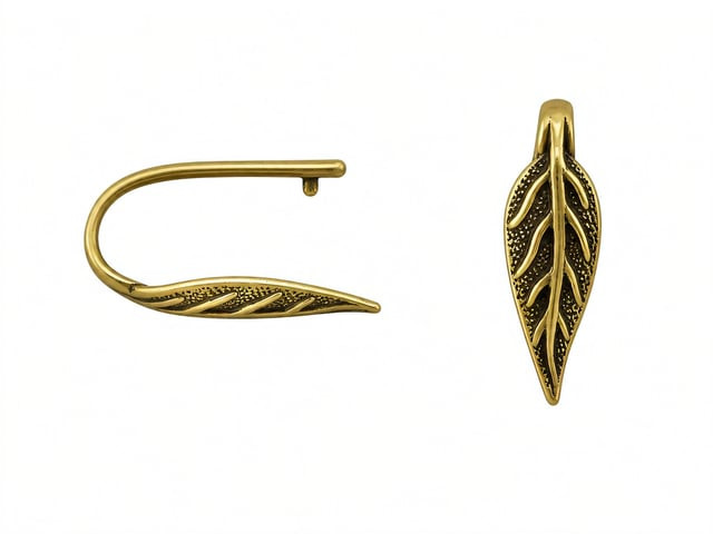 JBB Veined Leaf Pinch Bail 20/6mm : Antique Brass