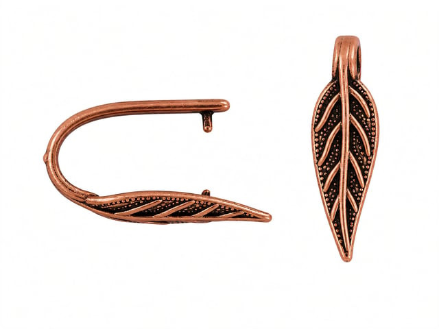JBB Veined Leaf Pinch Bail 20/6mm: Antique Copper
