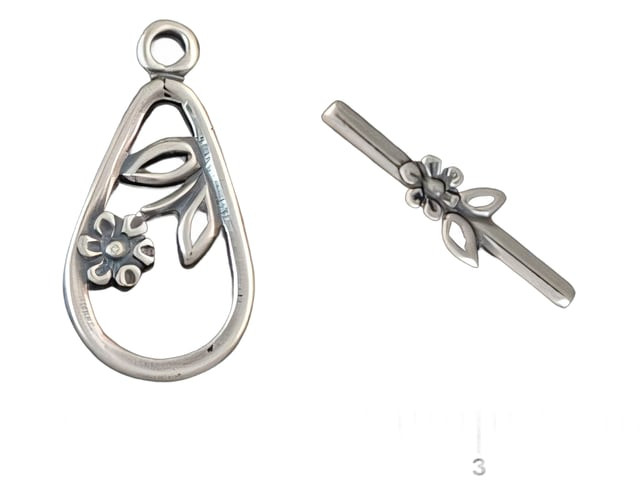 JBB Daisy and Leaf Toggle : Antique Silver
