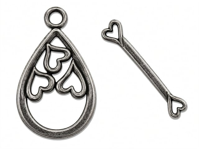 JBB Hearts Toggle : Antique Silver