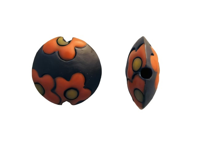 Golem Design Studio Ember Bloom Medium Lentil Ceramic Bead, 23mm