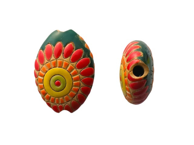 Golem Design Studio Dragon Eye Medium Stoneware Almond Bead, 28mm