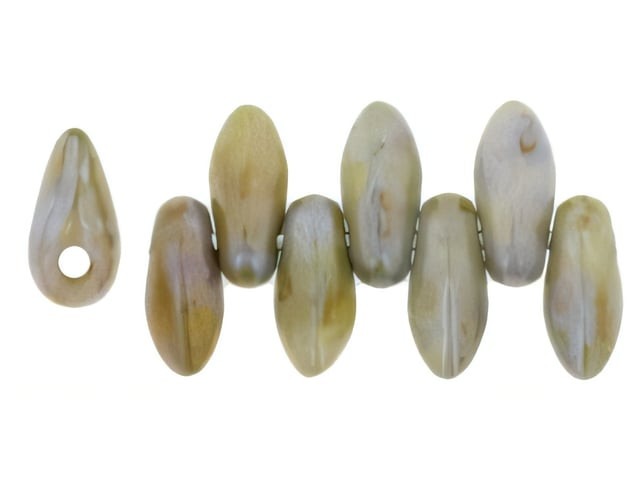 Czech Mini Dagger Beads 2.5/6mm Tube 2.5" : Luster - Opaque Green