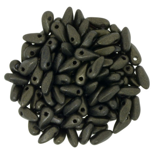 Czech Mini Dagger Beads 2.5/6mm Tube 2.5" : Metallic Suede - Dk Green