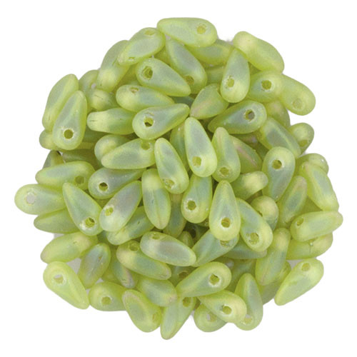 Czech Mini Dagger Beads 2.5/6mm Tube 2.5" : Matte - Iris - Olivine