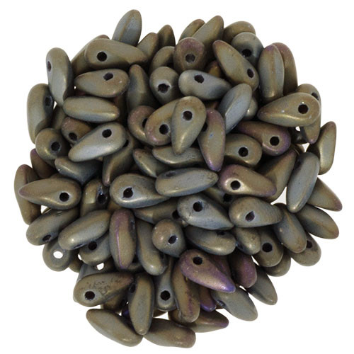 Czech Mini Dagger Beads 2.5/6mm Tube 2.5" : Matte - Iris - Brown