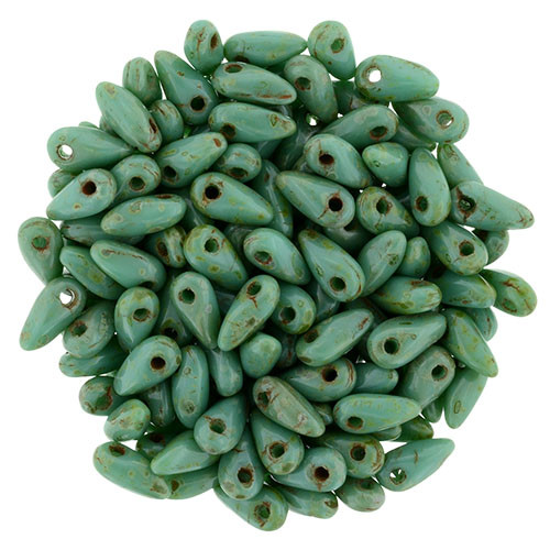 Czech Mini Dagger Beads 2.5/6mm Tube 2.5" : Turquoise - Picasso