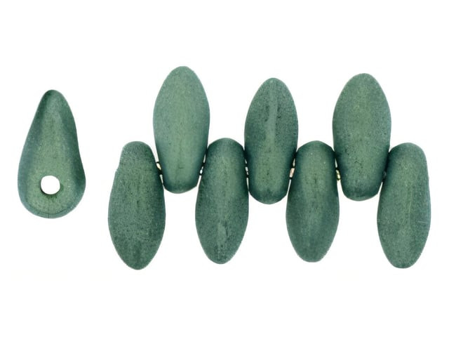 Czech Mini Dagger Beads 2.5/6mm Tube 2.5" : Metallic Suede - Lt Green
