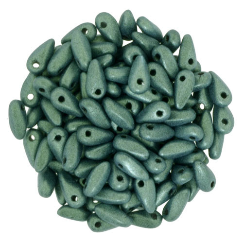 Czech Mini Dagger Beads 2.5/6mm Tube 2.5" : Metallic Suede - Lt Green