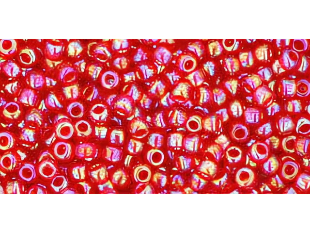TOHO Bead Round 11/0 Transparent-Rainbow Siam Ruby, 2.5-Inch Tube