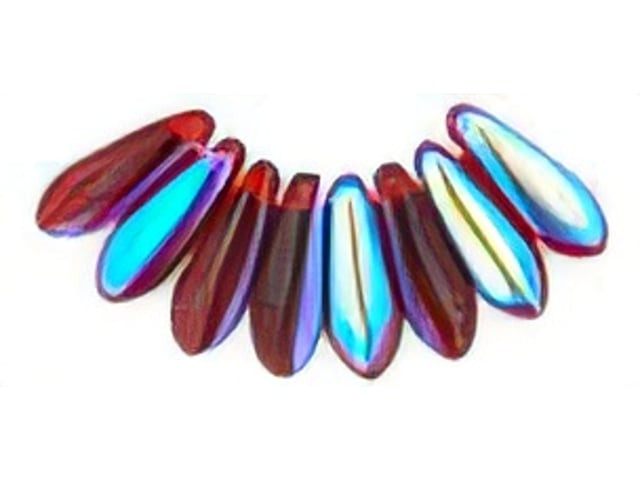 Czech Dagger 10 x 3mm : Ruby AB (strand) by Starman